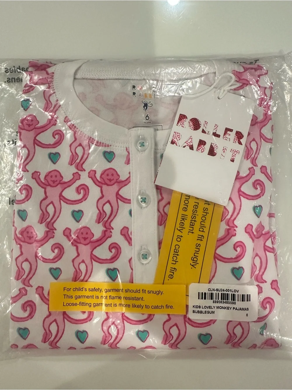 Roller Rabbit kids Bubblegum Monkey Pajama Set